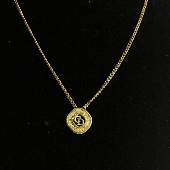 Christian Dior Crystal CD Pendant Necklace - Picture 2 of 10